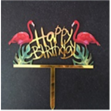 Cake topper Happy birthday flamingo